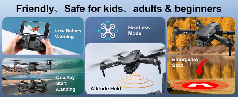 4K Drones with Camera for Adults,Foldable Drone for Beginners with 3 Batteries 36-Min Flight Time,HD FPV Transmission Drone,Mini RC Quadcopter with Gesture Selfie,One Key Start,Altitude Hold,3D Flips,3 Speed Modes Easier to use,Black