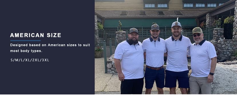 Golf Shirts for Men Dry Fit Short Sleeve Print Performance Moisture Wicking Polo Shirt