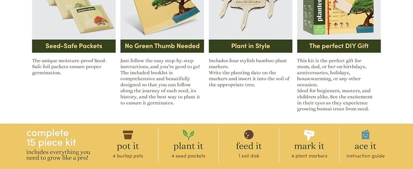 Bonsai Starter Kit - Gardening Easter Gift for Women & Men - Bonsai Tree Growing Garden Crafts Hobby Kits for Adults, Unique DIY Hobbies for Plant Lovers - Unusual Christmas Gifts Ideas
