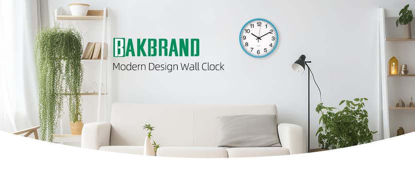 Wall Clock Non-Ticking Silent Quartz Movement Decor Clock Modern Simple Style Round Plastic Wall Clocks for Home/Office/School/Living Room/Bedroom/Kitchen (Blue, 12 Inch)