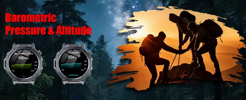 Military Smart Watch for Men Built-in GPS with LED Flashlight Compass, 1.43" AMOLED Display 5ATM Waterproof Fitness Tracker with Heart Rate/Sleep/Blood Pressure, Watches for Android/iPhone, Black