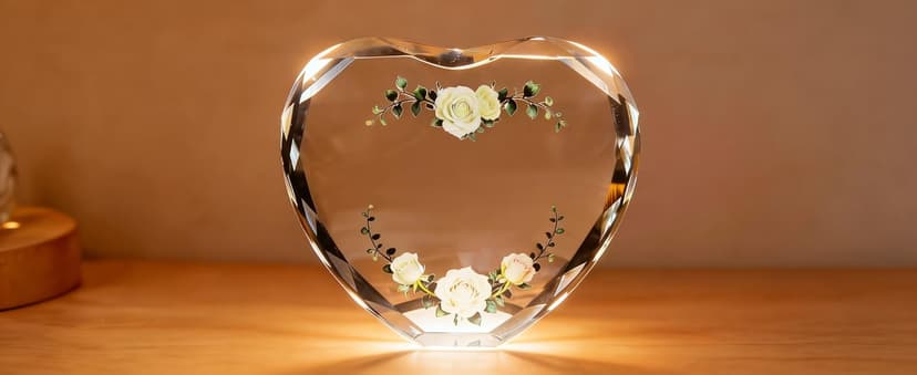 Premium K9 Crystal, Laser Engraved, 6-Color USB LED Base, Gift Box Packaging, Perfect Present for Birthdays & Christmas Crystal Heart Keepsake for Mom, Color Changing LED, Mothers Day Gift B0GS15MD5Z