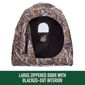 HuntRite Deluxe 4-Panel Spring Steel Hunting Blind; 2 Person Ground Tent for Deer and Turkey Season