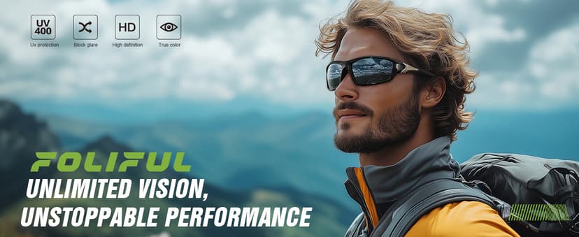 Foliful 3 Pack Polarized Sports Sunglasses for Men, Mens Sunglasses Wrap Around UV400 Protection for Cycling Fishing Driving