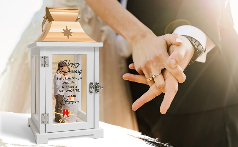 Wedding Anniversary Lantern Gift for Couple Wife Women Her Husband, Best Anniversary Wedding Gift for Couple Wife Parents 1st, 5th, 25th, 50th