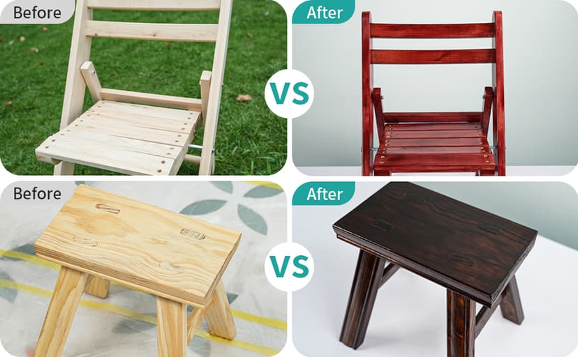 Wood Grain Furniture Paint 10.5oz with Tools - One-step No Need Prime No Need Varnish - Water-based & Low Odor - Outdoor & Indoor Wood Paint for Furniture and More - Teak