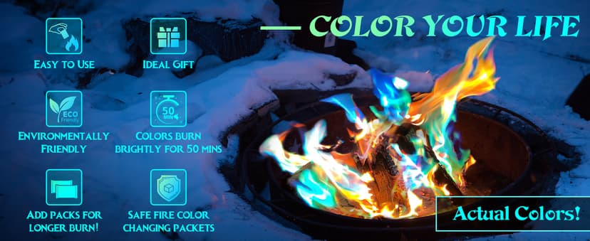 MEKER Fire Color Changing Packets - Fire Pit, Campfires, Outdoor Fireplaces, Bonfire - Magic Colorful Changing Fire - Perfect Fire Camping Accessories for Kids & Adults (12 Pack) B0C9THKCWY
