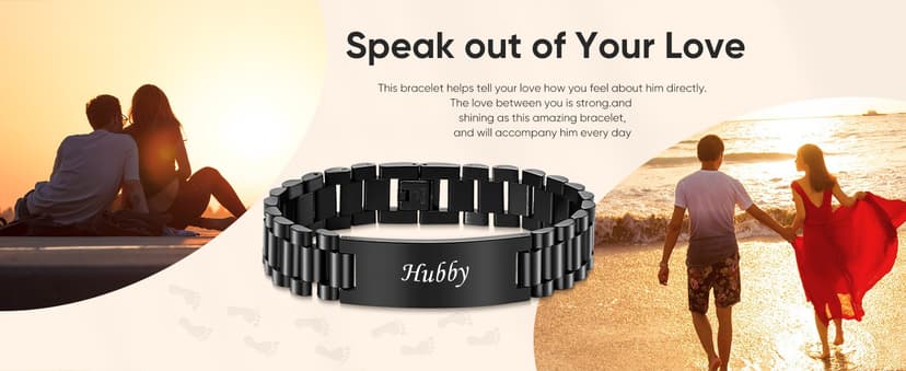 VNOX Elgant Link Bracelets Father Day Christmas Birthday Valentines Personalized Gift for Dad Husband Grandpa Boyfriend Masculine Watch Band Stainless Steel Bracelet Gift for Dad Grandpa Husband B0D8BD71RQ