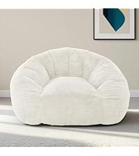 Bean Bag Chair for Adults, Soft Faux Fur Giant Beanbag Chairs, Oversized Cozy Bean Bag Couch Large Reading Chair, Comfy Bean Bag Sofa for Living Room, Bedroom & Dorm, Beige