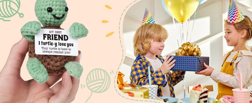 Mini Funny Turtle Best Friend Friendship Gifts for Women Men, Birthday Gifts for Friends Female Male Girls, I Love You Small Cute Stuff Things, Handmade Emotional Positive Crochet Turtle