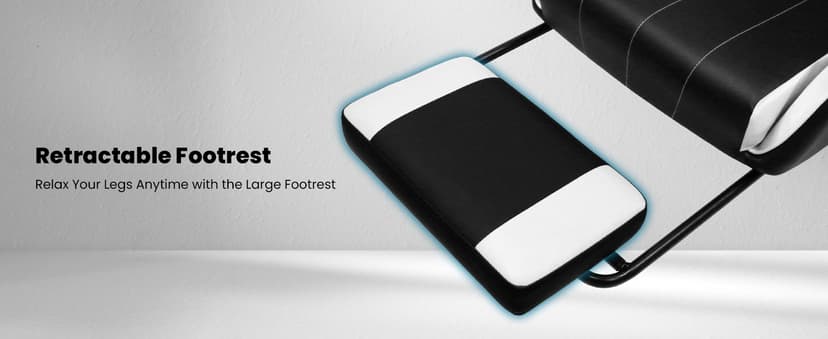 N-GEN GAMING Video Gaming Chair with Footrest Lumbar Support for Home Office High Back Recliner Height Adjustable Ergonomic Comfy Leather Computer Desk Chair (White)