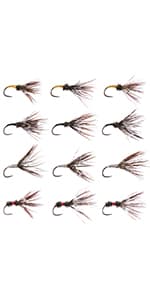 BASSDASH Fly Fishing Assorted Flies Kit, Pack of 64 pcs Including Dry and Wet Flies, Nymphs, Streamers, Terrestrials, Leeches and More, with Magnetic Fly Box