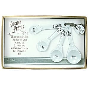 Amazing Woman Measuring Spoon Set, Decorative Gifts and Kitchen Accessories, 4 Spoons, Engraved Pewter and Silver Enamel, By Abbey & CA Gift