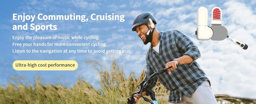 Half Face Motorcycle Helmet Headset, Wireless Bluetooth Headphone for Cycling IPX6 Waterproof AI Voice Assistant Magnetic Install 2 Speaker NO Intercom Function