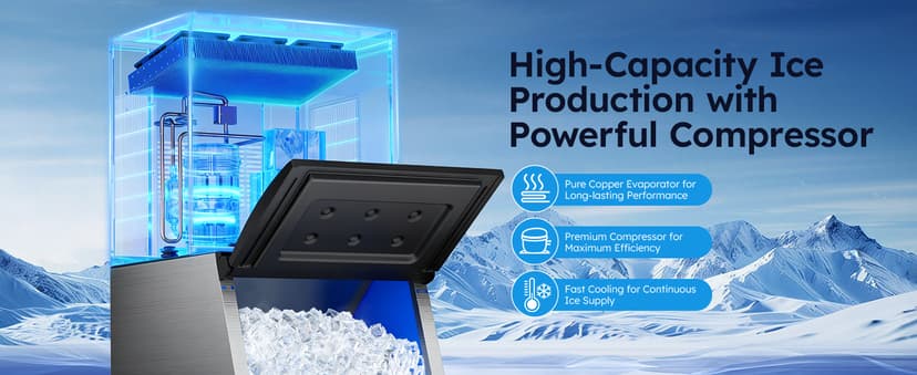 Commercial Ice Maker Machine, 680LBS/24H Ice Production with 560LBS Storage Bin, Industrial Ice Machine with Self-Cleaning, 12 Adjustable Ice Thickness Levels, Stainless Steel