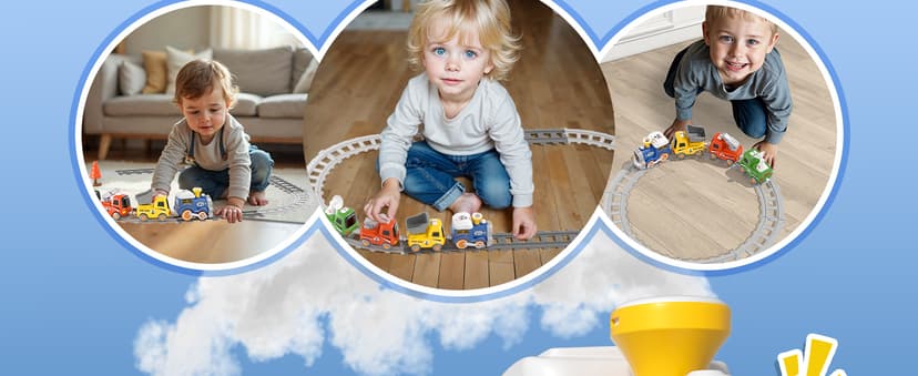 MORECOLL Train Set for Toddlers w/Steam, Music & Lights - First Choo Choo Train for Toddlers, Electric Train Set for Kids, Magnetic Train Toys, Christmas Birthday Gifts for Boys Girls