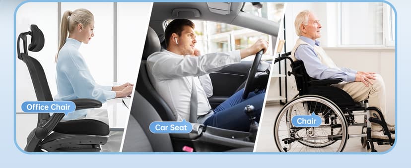 CJACSOC Seat Cushion, Extra Large Memory Foam Cushion for Office Chair Cushions, Ergonomic Cushions Pad Pillow for Pressure Relief Sciatica & Pain Relief for Long Sitting
