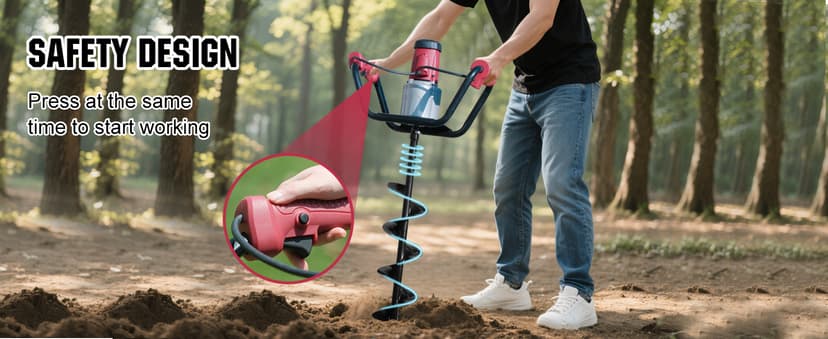 DC HOUSE 1500W Electric Post Hole Digger Earth Auger Hole Digger Auger Digging Tools with 6" Digging and Extension Rods for Farmland Garden Plant