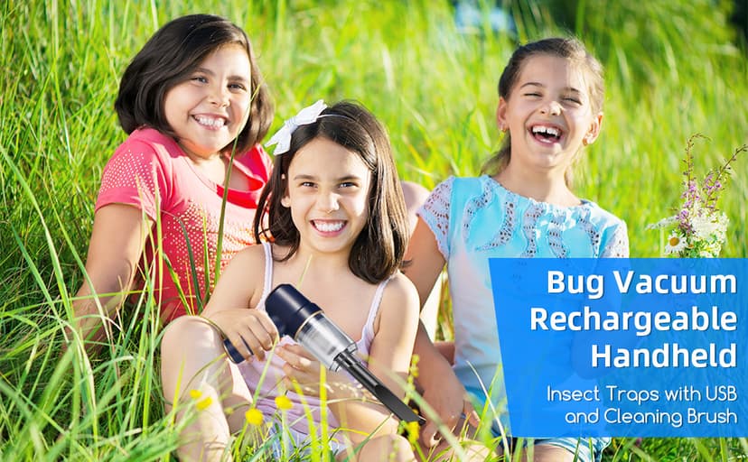 Bug Vacuum Catcher,Cordless Handheld Vacuum Cleaner Rechargeable Bug Catcher Strong Suction with Multifunctional Suction Nozzle for Home Office Insect Stink Bug Moth Spider and Car Cleaning Blue