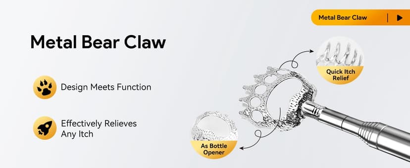 TUKUOS Telescoping Back Scratcher with 4Pcs Detachable Scratching Heads, Fathers Day Dad Gifts for Men Back Scratcher for Men/Dad/Women