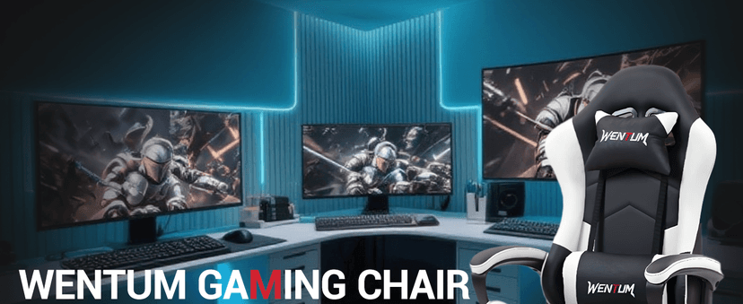 Gaming Chair PU Leather Massage PC Video Game Chair with Lumbar Support for Men Women, Home Office, Height Adjustable, Ergonomic, High Back, White