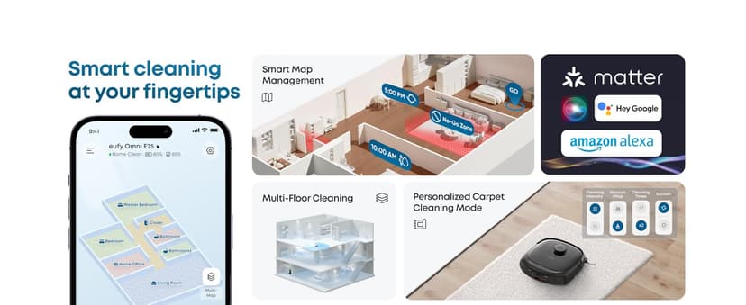 eufy Robot Vacuum E25, HydroJet System with Roller Mop, 20,000 Pa Turbo High Suction, All-in-One Robot Vacuum and Mop Combo for Home, Edge-to-Corner Cleaning, Zero-Tangle Design, AI Obstacle Avoidance