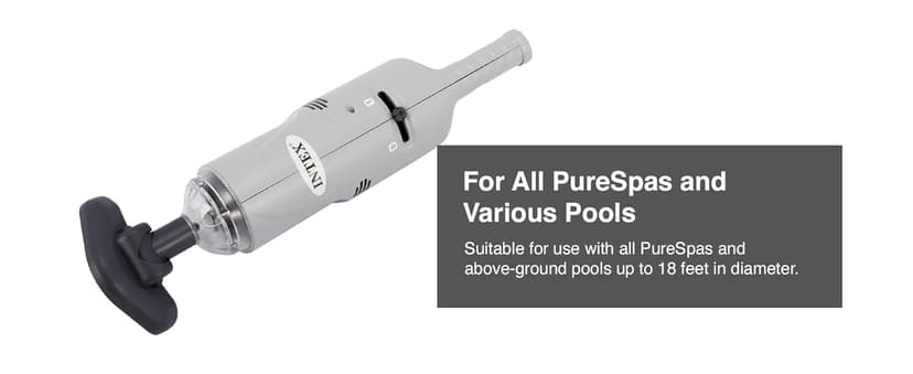 Intex Handheld Pool Vacuum Cleaner Rechargeable 94 Inch Telescoping Shaft and 2 Interchangeable Brush Heads for Above Ground Swimming Pool and Spa