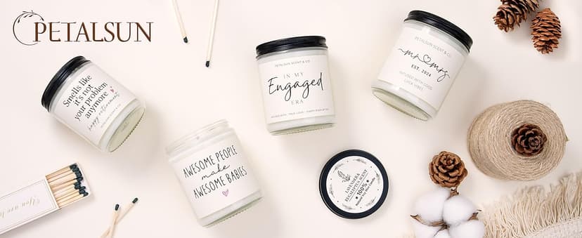 Engagement Gifts for Couples – Lavender Scented Candle for Relaxation & Stress Relief (7oz) – Just Engaged Gifts for Her, Bride to Be, Fiance, Engagement Party Decorations, Handmade