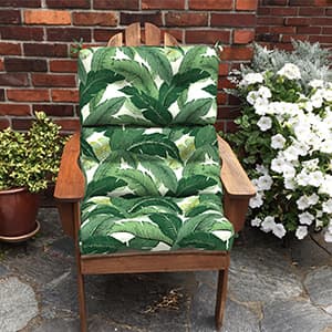 LVTXIII Outdoor Low Back Chair Cushions, Seasonal Replacement Adirondack Chair Cushion with Ties, Patio Waterproof Seat Cushions for Home Garden Use, 21 W x 21 D, Set of 2, Clemens Noir Blue