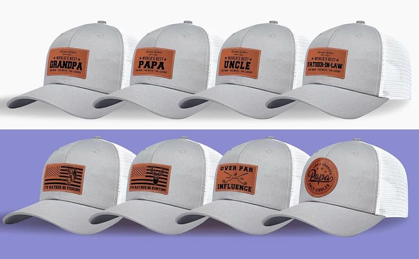 Men's Hat Gifts - Men Cap Gifts for Christmas Father's Day Birthday Trucker Hat Leather Pattern Baseball Cap