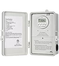 DEWENWILS 24-Hour Mechanical Timer Switch - 120VAC SPST, 2HP 40A, Metal Enclosure, Heavy Duty, Manual Override, Ideal for Pool Pump, Water Heater, Lights and Fans, Weatherproof, ETL Listed, Gray