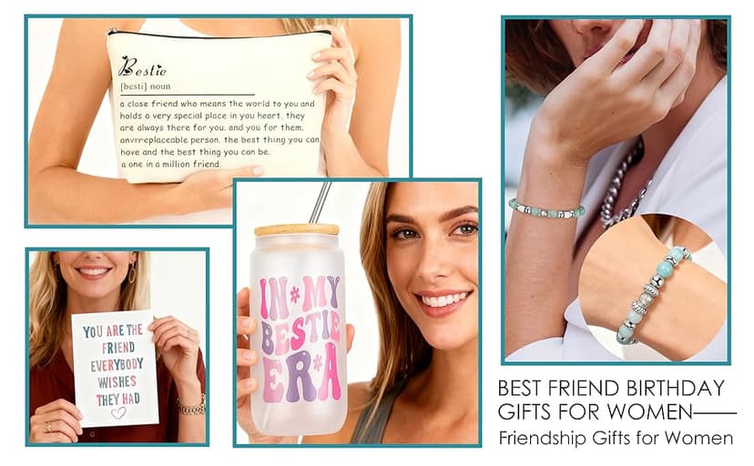 Best Friend Bestie Birthday Gifts for Women, Friendship Gifts for Best Friend Woman, Christmas Mothers Day Valentines Bestie Ideas Presents Basket Set of 6