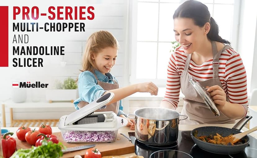 Mueller Pro-Series 10-in-1, 8 Blade Vegetable Chopper, Mandoline Slicer, Food Chopper with Container, Fruit Slicer, Kitchen Gadgets & Accessories, Home Essentials
