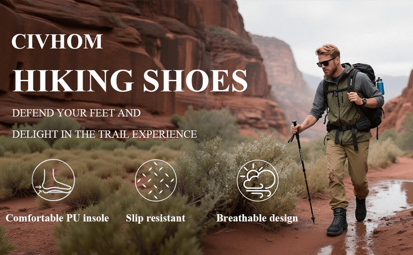 CIVHOM Men Breathable Outdoor Hiking Shoes, Comfortable Trekking Trail Sneakers for Walking & Adventures