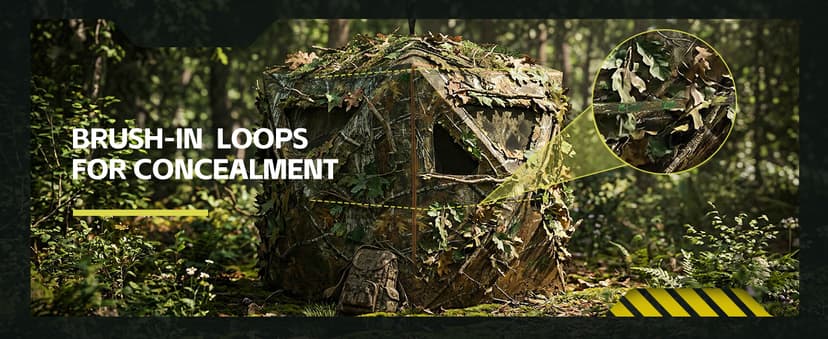 Hunting Blind, 360 Degree See Through Pop Up Deer Blind for 1-2 Person, Silent Sliding Windows,Ground Blind with Carry Bag, Camouflage Hunting Tent for Deer Turkey Duck Hunting