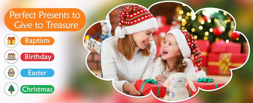 Baptism Gifts for Girls and Newborn Baby, Christening Gifts Set, 7" Praying Bunny Plush Toy and Bedtime Blessing Book in Keepsake Gift Box, Ideal Easter Gifts for Kids