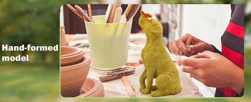 Goodeco Dog Statue with Solar Butterfly - Ideal Gifts for Dad, Mom or Birthdays, Beautifully Crafted Outdoor Decorations to Wow Your Guests