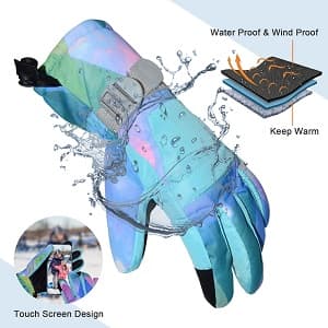 Odtmger Ski Gloves, Warmest Waterproof and Breathable Snow Gloves for Cold Weather, Fits Both Men & Women,for Parent Child Kids Outdoor