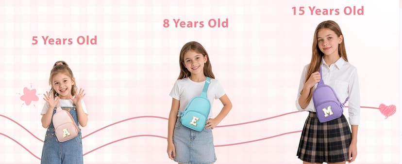 Gifts for Teen Girls Kids, Birthday Gifts for Daughter Sister, Initial Crossbody Bag Sling Bag, Teens Girls Kids Birthday YOOLIFE Teen Girls Kids Gifts for 6 7 8 9 10 11 12 13 Year Old Girl, Pink A B0FNM68MPQ