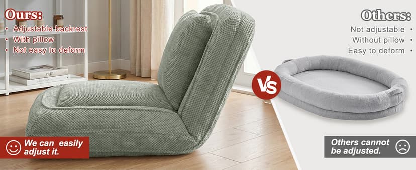 Human Dog Bed, Lazy Sofa Couch, Plush Floor Gaming Chair,5 Adjustable Position, sit, Sleep, fold, Suit to Put in Bedroom, Living Room,Space Saving Design (Green)