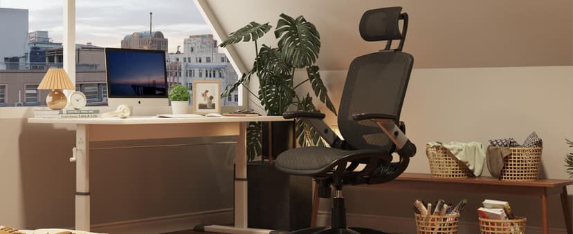 GABRYLLY Ergonomic Office Chair, High Back Home Desk Chair with Headrest, Flip-Up Arms, 90-120° Tilt Lock and Wide Cushion, Big and Tall Mesh Chairs for Man Woman, Black Task Chair