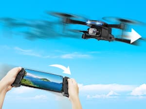 Drone with 1080P Camera - Foldable Remote Control Quadcopter with Gesture Control, 3D Flip, One Key Start, Emergency Stop, 2 Batteries, Easier to use, Toy for Adult Beginners, Black&Blue