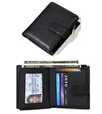 GAEKEAO Small Wallets for Women RFID Blocking Leather Bifold Zipper Pocket Wallet Credit Card Holder with ID Window
