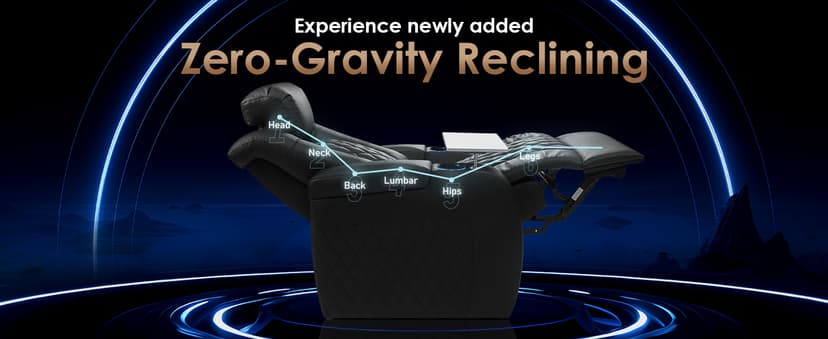 PBRO Home Theater Seating Top Grain Leather Recliner Chair, Movie Theater Chair Sofa with Power Reclining & Headrest USB Charger Ports Ambient Lighting, Black Single Seat for Home