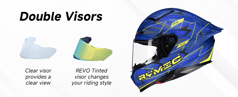 SR6 Full Face Motorcycle Helmet, Equipped with Clear & Multicolour Visors DOT Approved Street Racing Helmet