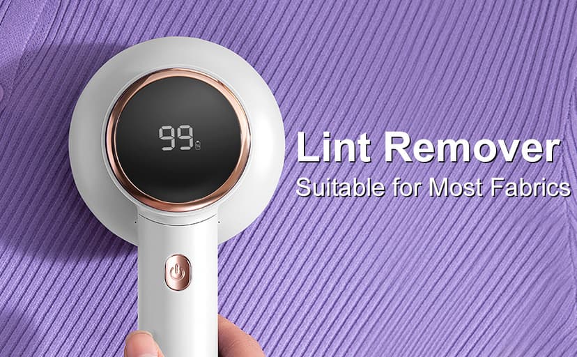 Fabric Shaver Lint Remover for Clothes with 2 Speeds, Digital Display, 6 Leaf Blades, USB Rechargeable Sweater Defuzzer to Remove Pilling Fuzz Ball for Furniture, Couch, Coat.