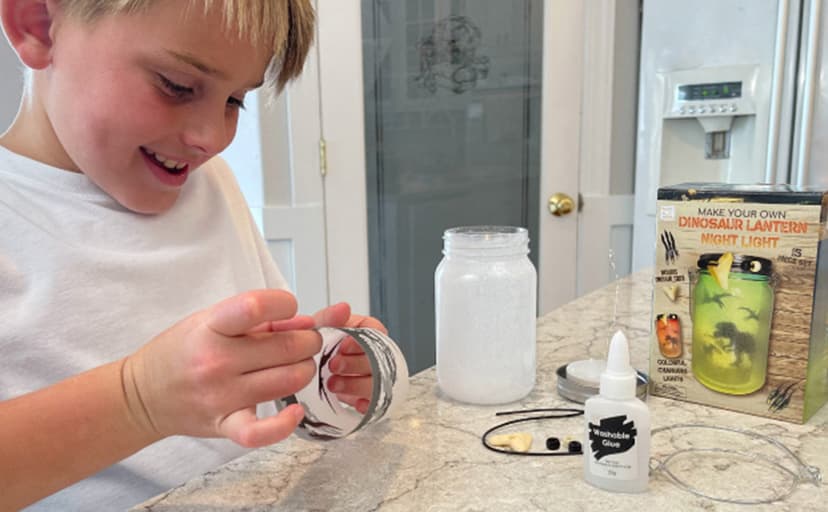 Hapinest DIY Dinosaur Toy Lantern Make Your Own Night Light Kit, Dino Toy Lanterns for Kids, Dinosaur Arts and Crafts Birthday Gift Ideas for Kids Boys Girls Ages 6 7 8 9 10 Years Old & Up