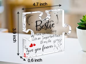 Bestie Gifts for Women Friendship - 0.6" Thickness Acrylic Puzzle & Gift Box,Gifts for Friends Female,Friend Keepsake for Women Birthday,Bff Soul Sister Work Bestie Gift for Thankgiving Present