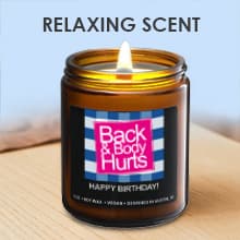 Funny Happy Birthday Candle, Unique Happy Birthday Gifts for Women and Men, Fun Gift Ideas for 30th, 40th, 50th and 60th Birthdays, Back and Body Hurts Candle, Long-Lasting Scent, Gift-Ready