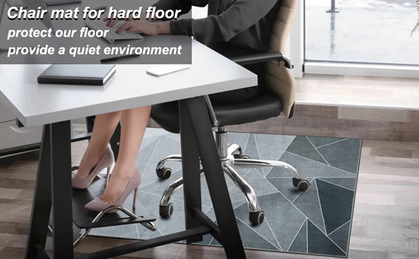 Office Chair Mat for Hardwood Floor & Low-Pile Carpet,36"*48" Highly Premium Quality Protector Floor Mat,Desk Chair Mat - Anti-Slip Carpet Chair Mats for Laminate/Tile Floor Black Grey